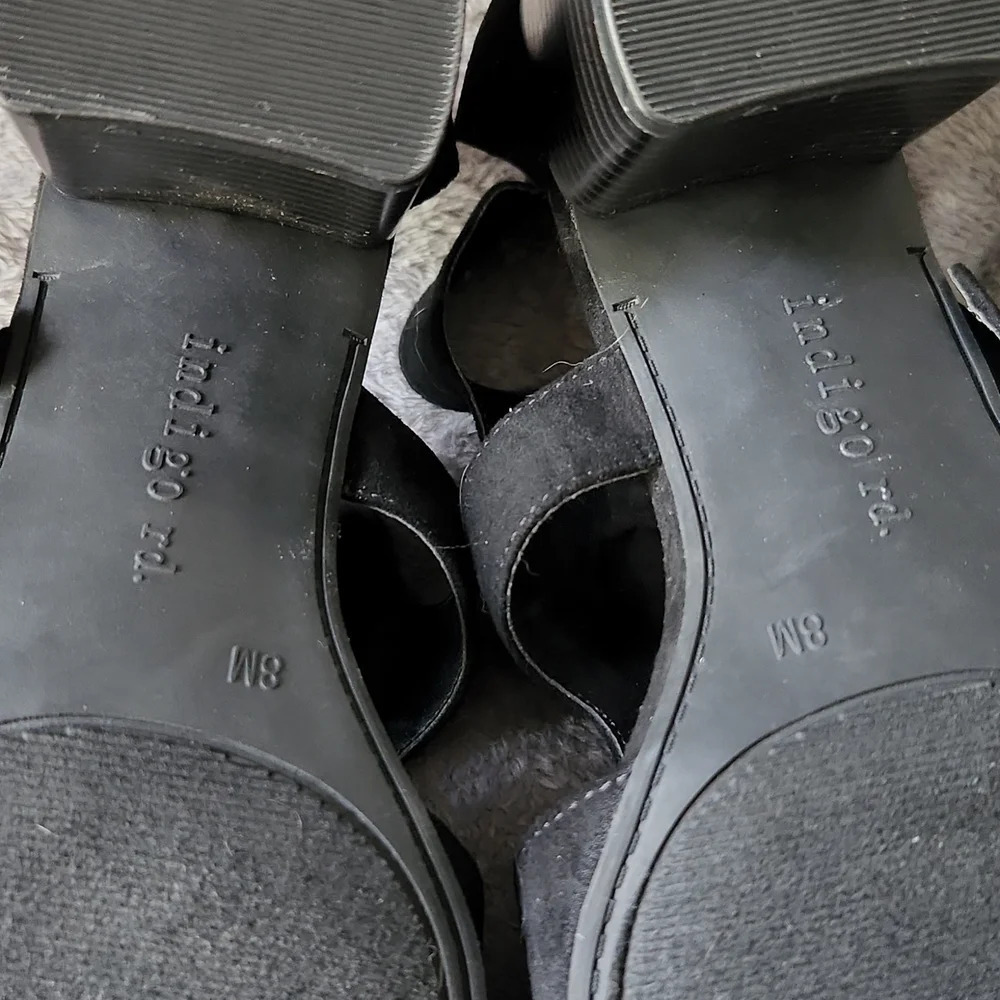 Indigo Road Black Suede Open Toe Sandals - Picture 12 of 12